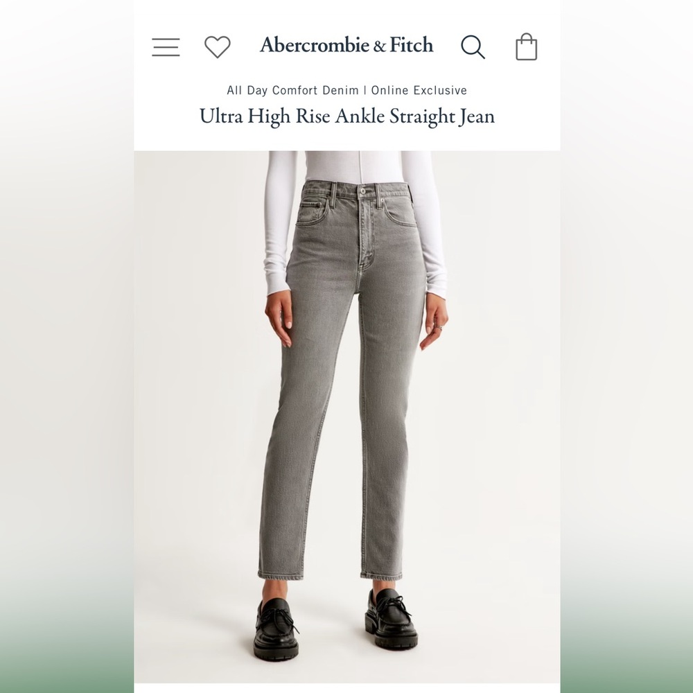 Abercrombie & Fitch Ultra High Rise Ankle Straight Jean Grey Size 26/2